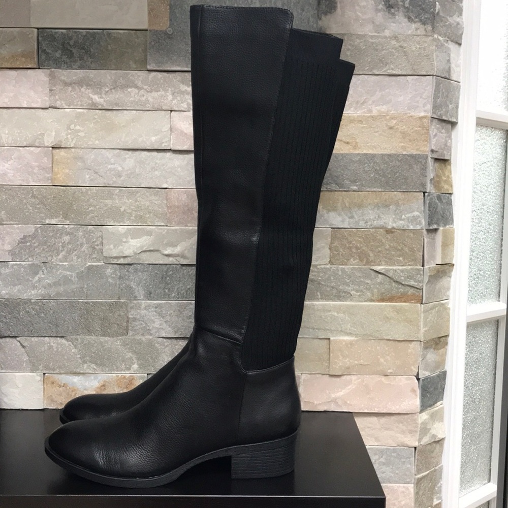 🎁 Kenneth Cole Levon Leather & Rib Knit Knee High Boot - Picture 2 of 9